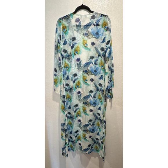 Elizabeth Hurley Beach Cover Up Women’s Size S/M Feather Floral Print Tie Front - Picture 3 of 8